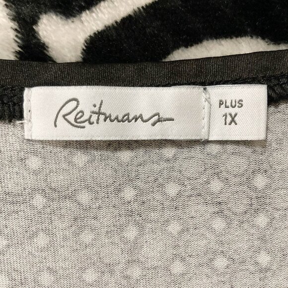 REITMANS Plus-size black grey white geometric print tank top XL 1X XXL 2X shirt - Picture 2 of 15